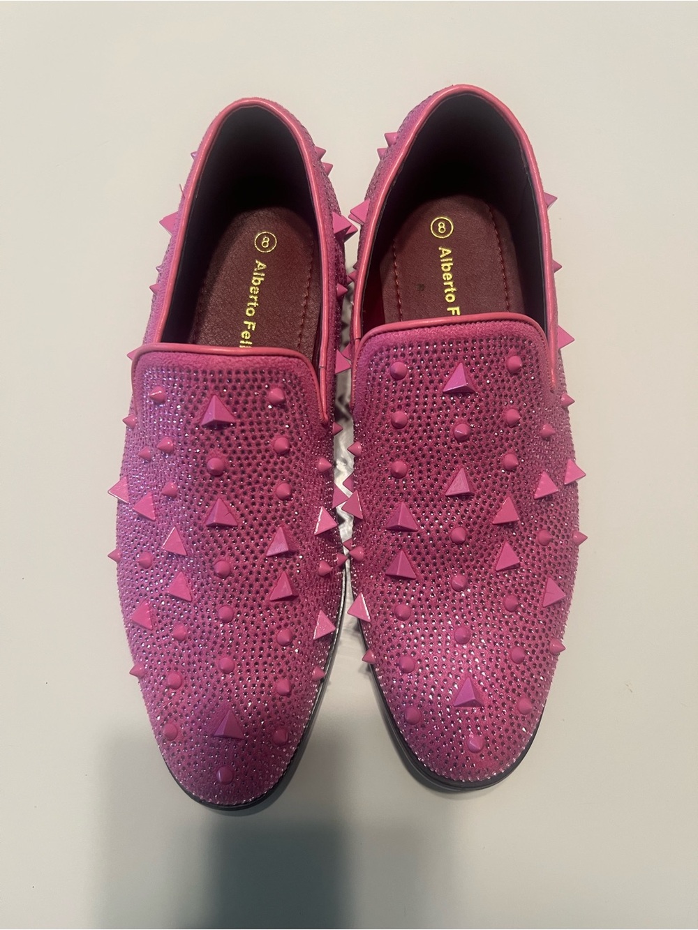Alberto F. Pink Studded Slip-On Loafers